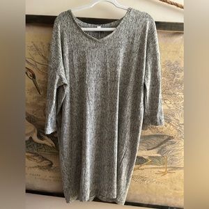 J Jill Black Gray Stretch Linen Blend Modern Dress SZ Medium Can fit Large